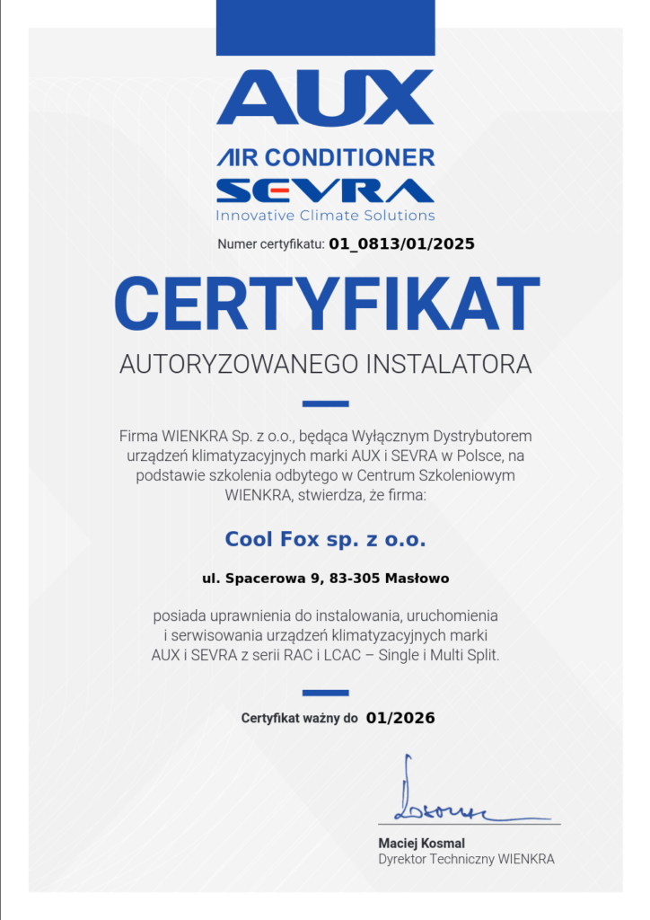 certyfikat aux sevra