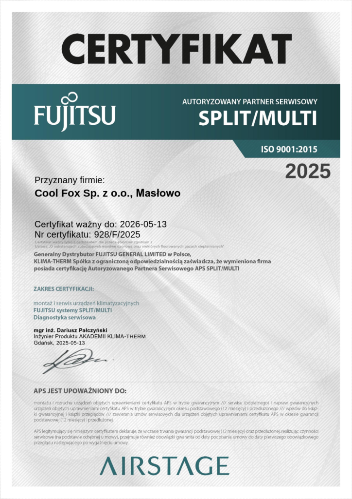 certyfikat fujitsu 2
