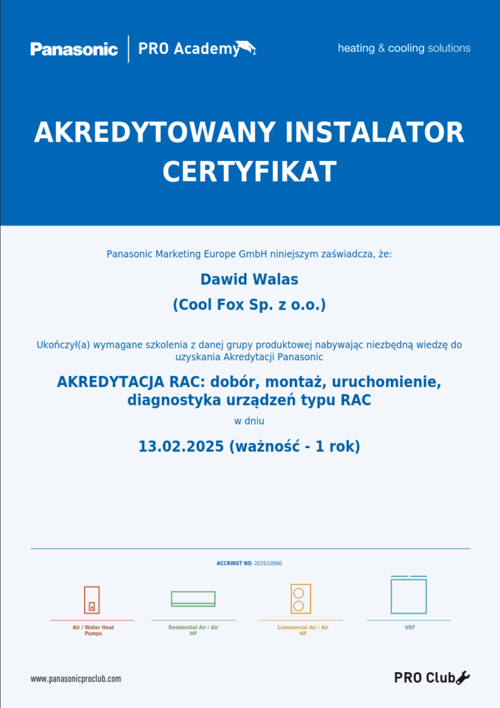 certyfikat panasonic