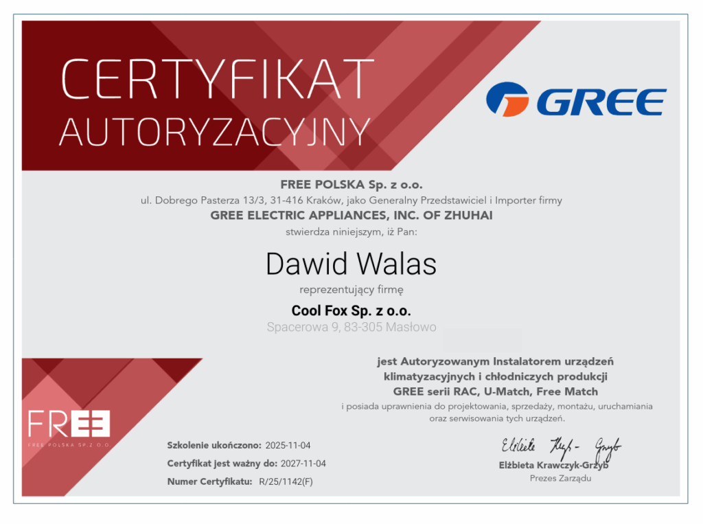 certyfikat gree rac